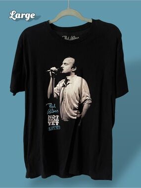 Phil Collins - Not Dead Yet Live 2018 Women's Large Black Graphic Tee